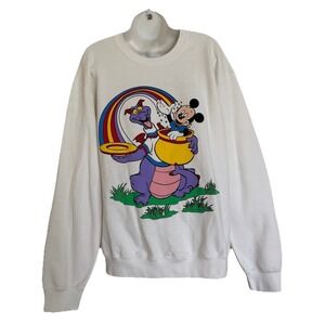 Vintage Disney World Epcot Figment Dragon & Mickey Sweatshirt White Adult M RARE